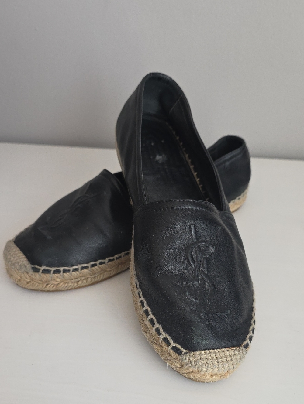 Saint Laurent Logo Leather Espadrilles
